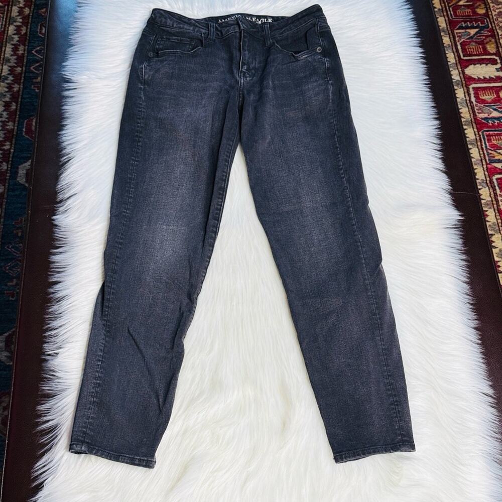 American Eagle Washed Black Mid Rise Skinny Jeans